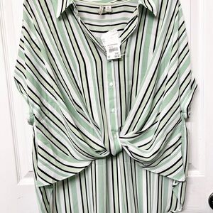 Cato Mint and White Striped Blouse